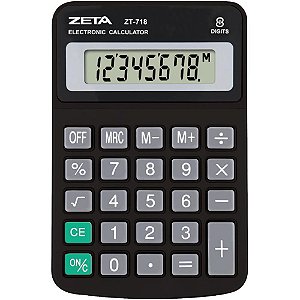Calculadora de Mesa 8 DIG. Zeta ZT718 Preta