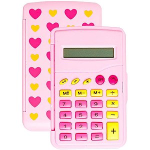Calculadora de Bolso 8 DIG. Rosa FLIP FLOR C/BAT.
