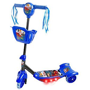 Patinete Azul C/LUZ,SOM e Cesta - DM TOYS