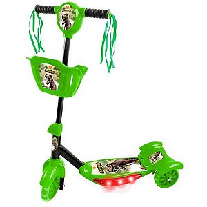 Patinete Dinossauro C/SOM/LUZ e Cesta - DN TOYS
