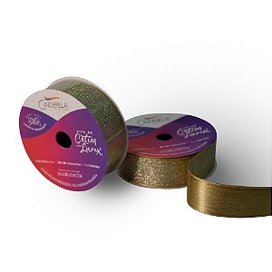 Fita de Cetim 22MM 10M. Lurex Dourado