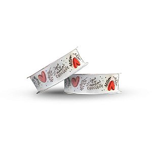 Fita de Cetim Decorada 22MM 10M. Br.eu AMO Chocolate