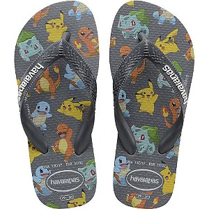 Chinelo Havaianas Infantil Pokemon 23/4 Novo Grafite