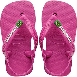 Chinelo Havaianas Infantil BABY Brasil Logo 22 Rosa GUM