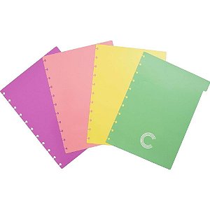 Caderno Inteligente Divisorias Grande Pastel C/4 UNID.