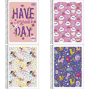 Caderno 01X1 Flexivel Pepper Feminino 80 Folhas