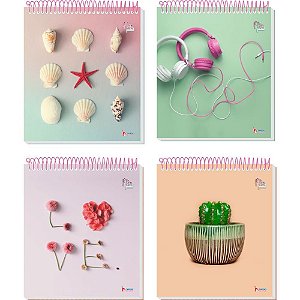 Caderno 10X1 Capa Dura FLIP Pastel FEM Vertical 160F