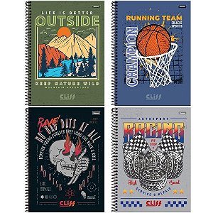 Caderno 12X1 Capa Dura CLIFF Masculino 192FLS.