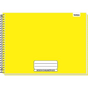 Caderno Desenho Milimetrado Amarelo Liso 48F UNIV Espiral
