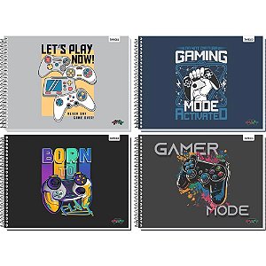 Caderno Desenho UNIV Capa Dura Game OVER 48F Espiral