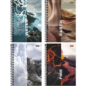 Caderno Espiral 1/4 Capa Dura Quatro Elementos 80FLS.
