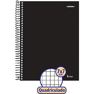 Caderno Quadriculado Univers. 7X7MM 96F Espiral Preto CD