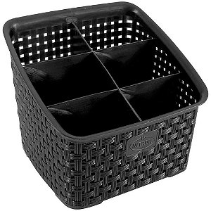 Organizador Rattan C/6 Divisoria Preto