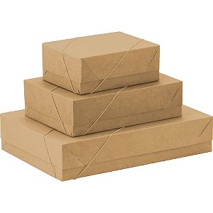 Caixa para Presente com Tampa KRAFT MD 26X19X7,5 ELAST.