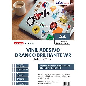 Papel Fotografico INKJET A4 Vinil Adesivo Branco