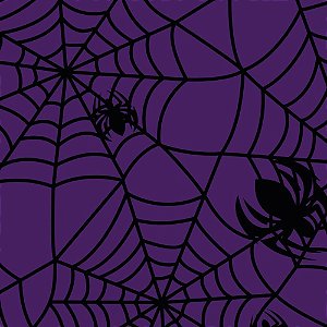 TNT Estampado 1,40M 40G Halloween ARANHAS Fundo Roxo