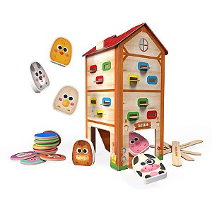 Brinquedo Pedagogico Madeira Fazendinha Cai Nao Cai