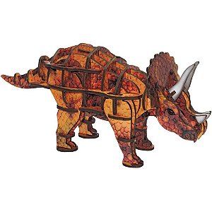 Brinquedo Pedagogico Madeira Triceratops 3D 52 Pecas