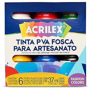 Tinta PVA Fosca Estojo C/6 Cores 37ML