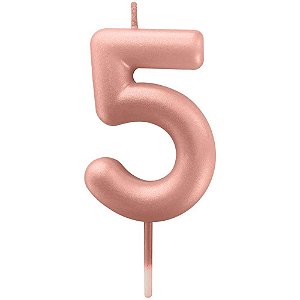 Vela para Aniversario N.05 Rose GOLD Metalizada 6CM
