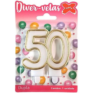 Vela para Aniversario Dupla N.50 Ouro 8,7CM