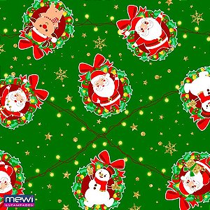 TNT Estampado 1,40M 40G Natal LUZ Fundo Verde