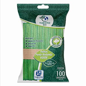Palito de Madeira P/SORVETE Ponta Redonda Verde