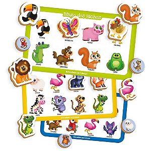 Jogo de Bingo PRE School Bichos Madeira 68PC