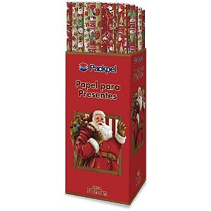Papel Presente Natal 70X100CM Sortidos DP C/100 Packpel