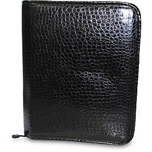 Fichario com Ziper Croco Corino Preto