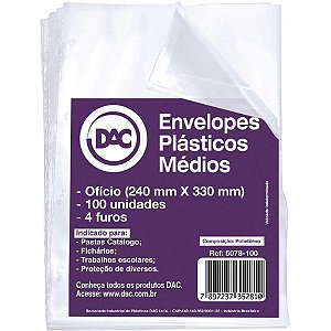 Envelope Plastico Oficio 4FUROS Medio 0,10MM (7897237352810)