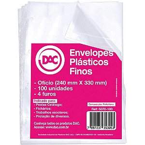 Envelope Plastico Oficio 4FUROS Fino 0,06MM