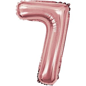 Balao Metalizado Numero 7 Rose 40CM.