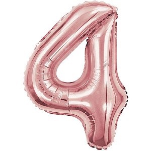 Balao Metalizado Numero 4 Rose 40CM.
