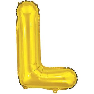 Balao Metalizado Letra L Dourado 40CM.
