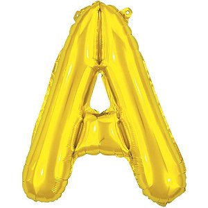 Balao Metalizado Letra a Dourado 40CM.