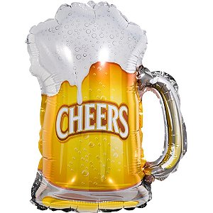Balao Metalizado Decorado Beer 27X43CM.