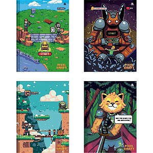 Caderno Brochura 1/4 Capa Dura Pixel KRAFT 80F (17891321104931)