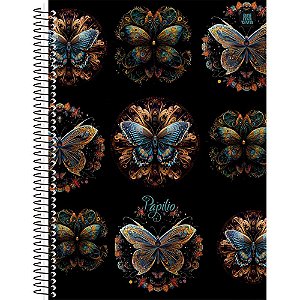 Caderno 10X1 Capa Dura Papilio Holografico 160F