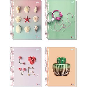 Caderno 10X1 Capa Dura Pastel 160 Folhas