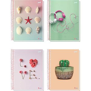 Caderno 10X1 Capa Dura Pastel 160 Folhas