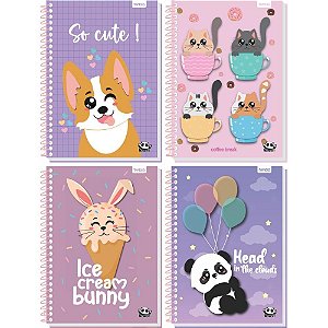 Caderno 20X1 Capa Dura Kawaii 320 Folhas