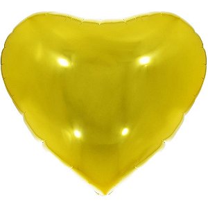 Balao Metalizado Decorado Coracao Dourado 45CM.