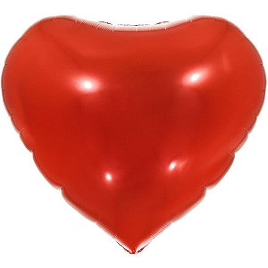 Balao Metalizado Decorado Coracao Vermelho 45CM.