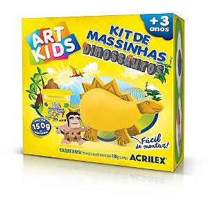 Massa para Modelar Criativa ART KIDS Dinossauro 3 Amarelo