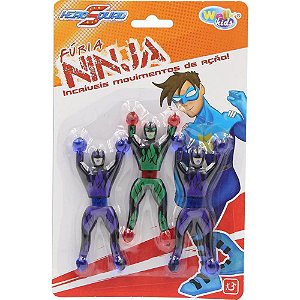 Boneco e Personagem Hero Squad Furia Ninja 3 PCS