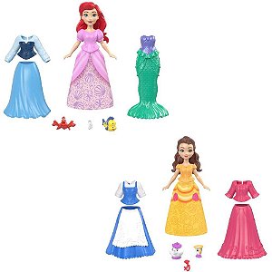Boneca Disney Princesa Mini PACK de Modas M