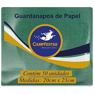 Guardanapo de Papel Verde Bandeira 19,5X22,5CM 50F