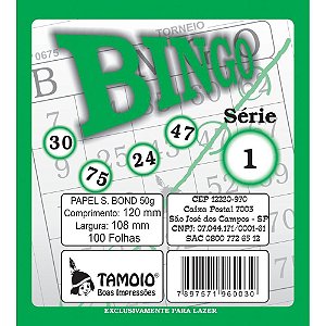 Bloco para Bingo Verde 120X108MM 100F Jornal