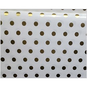 Papel Presente Bobina Couche 60CM.MOD.336 Bolinhas Ouro 100MT VMP